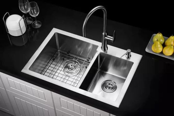 Round Double Bowl Undermount Sink With Drainboard Sink Brushed Surface Australia Style