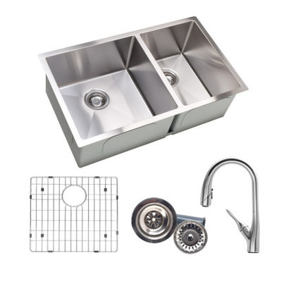 32 Inch Stainless Steel Double Bowl Kitchen Sink 32"x19"x10" Easy To Clean