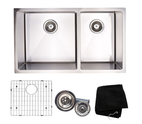 32 Inch Stainless Steel Double Bowl Kitchen Sink 32"x19"x10" Easy To Clean