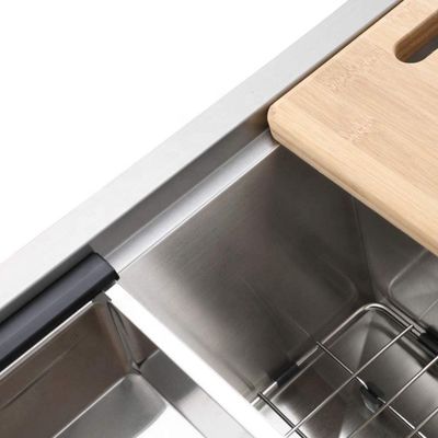 Oem Odm 32x18x9inch Ledge Workstation Handmade Under Counter Kitchen Sink With Cuttingboard & Basket SS304 Stainless Steel Sinks Wash Basins Amazon Hot Sale Fregaderos De Cocina