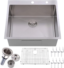 25'' Top Mount Stainless Steel Kitchen Sink Deep Bowl With Two Holes