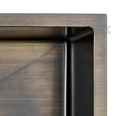 Antique Brass Luxury Vintage Gold Kitchen Sinks 304 Stainless Steel Single Bowl PVD Finish Undermount Basin for Rustic Farmhouse Bronze Kitchen Sink for Apartment