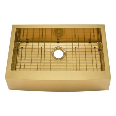 Lavello moderno da cucina in acciaio inox 304 da 33''X21''x10'' per fattoria, lavello a grembiule dorato PVD antigraffio fatto a mano