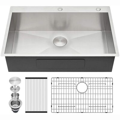 Wholesale Manufacturer Top Mount 304 Stainless Steel Kitchen Sinks 30x22x10inch Nano Matte Black  Drop In Sink with Drainer Brushed Fregadero De Cocina